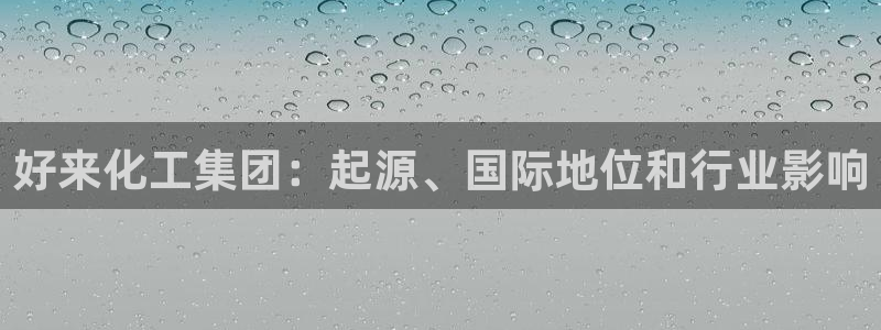球盟会app：好来化工集团：起源、国际地位和行业影响